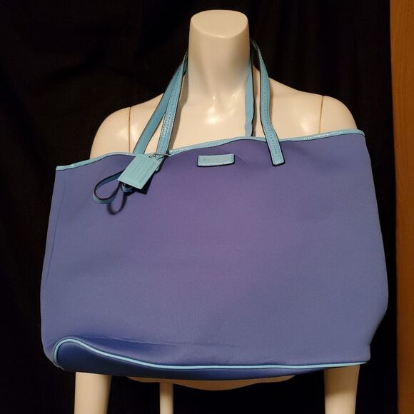 NWT Coach Blue Neoprene Tote Bag - Picture 2 of 8